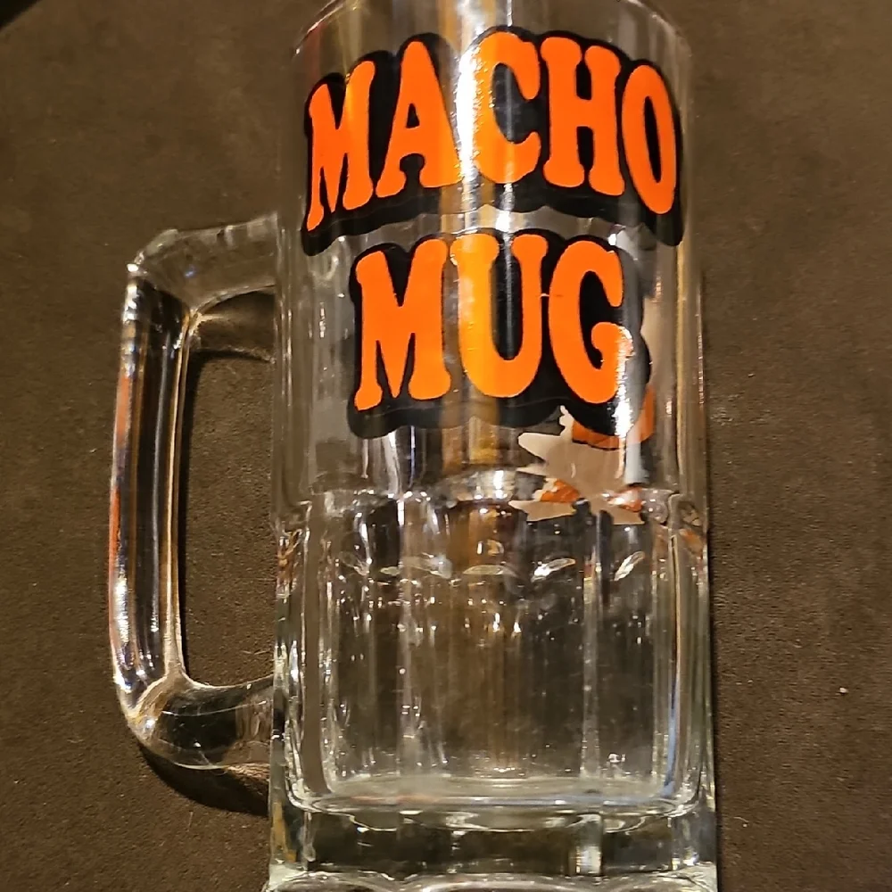 Ziggy Beer Mug VINTAGE 70's  Macho Cartoon Alcohol barware Kitchen Drink Glass